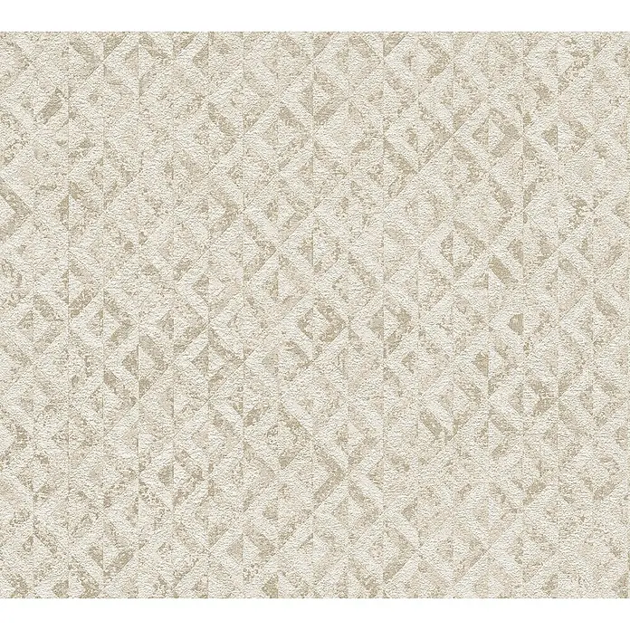 A.S. Création Jade 2 Vliestapete - Weiß-Gold, Grafisch, 10,05 x 0,53 m - Beige Tapete mit geometrischem Muster, die eine subtile und elegante Textur für moderne Innenräume bietet.