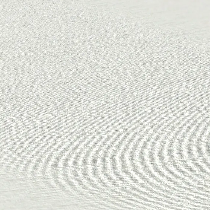 A.S. Création Famous Garden Vliestapete - Weiß-Hellgrau, Uni, 10,05 x 0,53 m - Nahaufnahme einer stilvollen, weißen Vinyltapete mit feiner Textur für eine elegante Wandgestaltung.\n