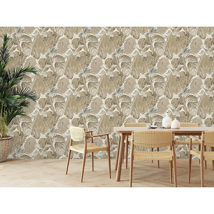 AS Creation Famous Garden Vliestapete Dschungel (Beige-Taupe, Floral, 10,05 x 0,53 m) | BAUHAUS