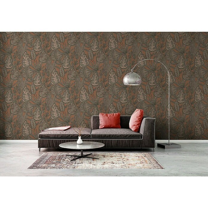 AS Creation Famous Garden Vliestapete Blatt (Rosa-Grau-Taupe, Floral, 10,05 x 0,53 m) | BAUHAUS