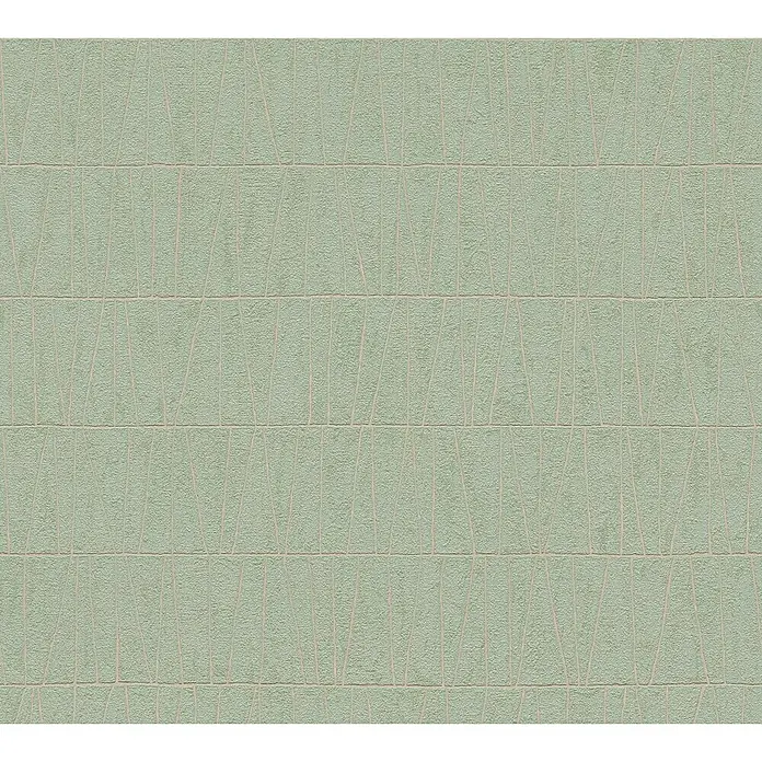 A.S. Création Jade 2 Vliestapete - Goldgrün, Grafisch, 10,05 x 0,53 m - Hellgrüne Tapete mit strukturiertem geometrischen Muster für eine moderne Wandgestaltung.