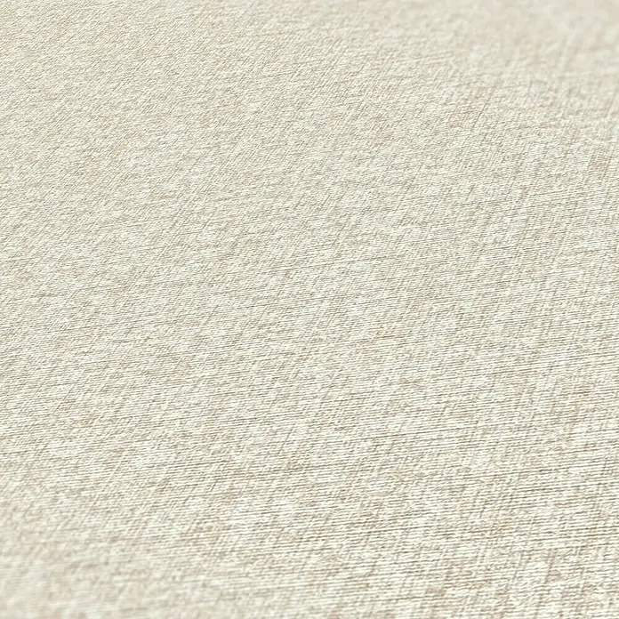 A.S. Création Famous Garden Vliestapete - Taupe-Beige-Grau, Uni, 10,05 x 0,53 m - Nahaufnahme einer beigen Textiltapete mit feiner Struktur für ein elegantes Raumambiente.\n