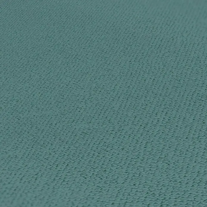 A.S. Création Jade 2 Vliestapete - Grün-Blau, Uni, 10,05 x 0,53 m - Nahaufnahme eines strukturierten, türkisfarbenen Stoffes, der sich ideal für Polsterungen und Dekorationsprojekte eignet.