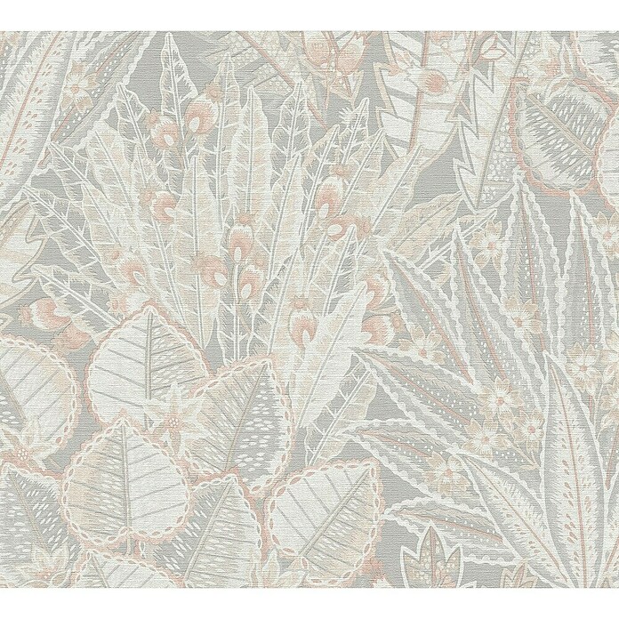 A.S. Création Stories of Life Vliestapete Blumen (Grau-Beige-Weiß, Floral, 10,05 x 0,53 m)