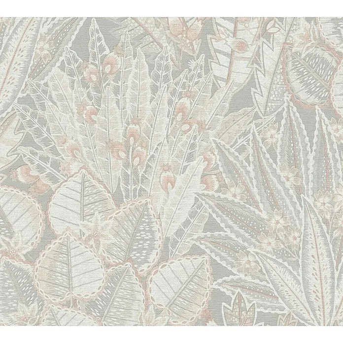 A.S. Création Stories of Life Vliestapete Blumen - Grau-Beige-Weiß, Floral, 10,05 x 0,53 m - Ein elegantes, florales Muster in gedämpften Farben schmückt diese Tapete und verleiht jedem Raum eine subtile, natürliche Note.