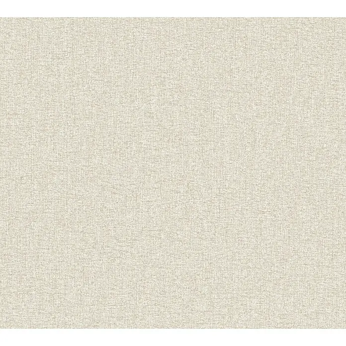 A.S. Création Famous Garden Vliestapete - Taupe-Beige-Grau, Uni, 10,05 x 0,53 m - Nahaufnahme einer strukturierten, beigefarbenen Stoffoberfläche mit einem feinen, subtilen Webmuster.