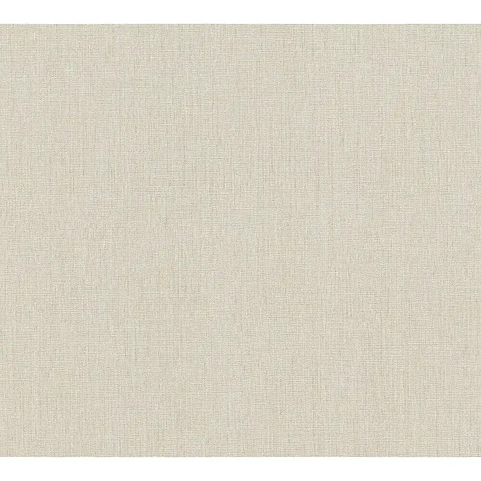 A.S. Création Stories of Life Vliestapete - Hellbeige, Uni, 10,05 x 0,53 m - Detailaufnahme eines feinen, hellbeigen Leinenstoffes, der sich ideal für Bekleidung oder Heimtextilien eignet. Die Textur ist gleichmäßig und subtil.