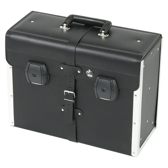 Hepco & Becker Werkzeugtasche Favorit 9117 - Innenmaß: B x T x H: 450 x 190 x 340 mm, Leder - Schwarze Leder-Arztkoffer mit Tragegriff und Schnallenverschluss für sicheren Transport.