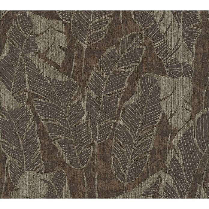 AS Creation Jade 2 Vliestapete Blätter (Braun-Grau-Schwarz, Floral, 10,05 x 0,53 m)