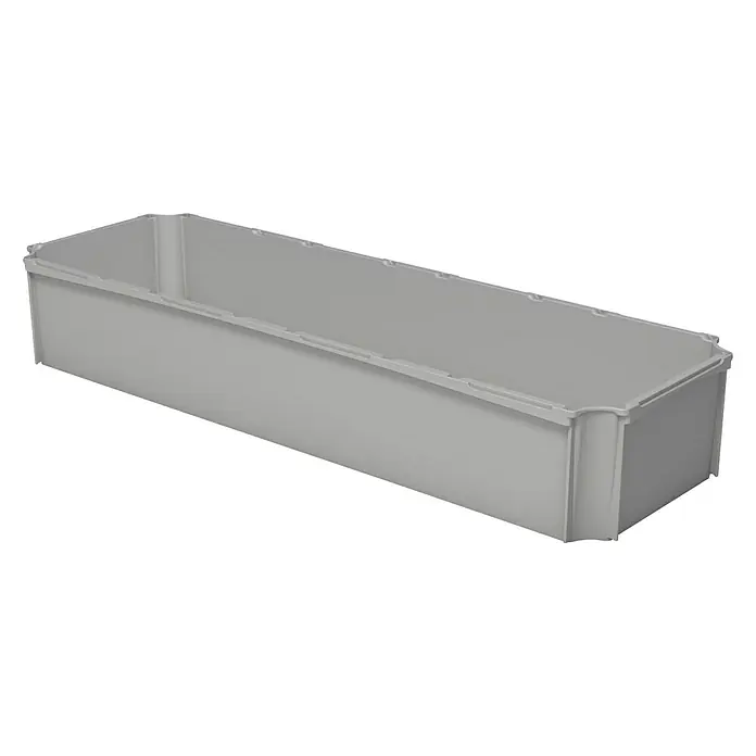 Surplus Systems Boxen-Einsatz 1/4 quer - Passend für: Surplus Systems Euronormboxen, L x B x H: 35,8 x 13,9 x 8,8 cm, Grau - Graue Kunststoffbox zur Aufbewahrung von Kleinteilen oder Werkzeugen, ideal für Werkstatt oder Lager. Praktische Aufbewahrungslösung.