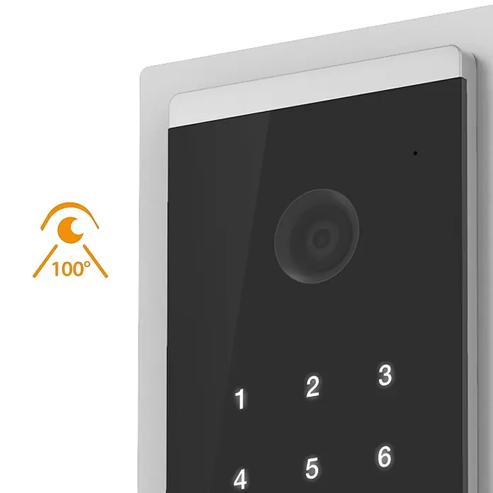 Extel Farb-Video-Türsprechanlage Code Connect - 2-Draht-Technik, Bildschirmgröße: 7″, 1.296 x 732 Pixel, Smarte Steuerung: Extel Connect - Intelligente Türklingel mit Tastenfeld und Kamera für mehr Sicherheit.