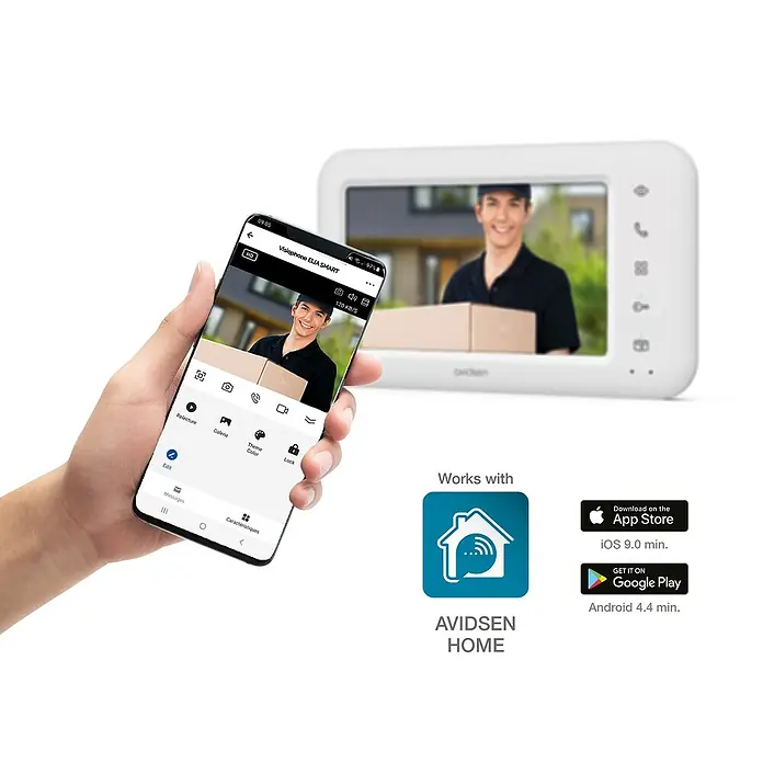 Avidsen Türklingel mit Kamera Smarte Video Türsprechanlage Elia - Weiß, Silber, 800 x 480 Pixel - Intelligente Avidsen-Video-Türsprechanlage mit Smartphone-App zur Fernsteuerung und Überwachung der Türkommunikation für mehr Sicherheit.