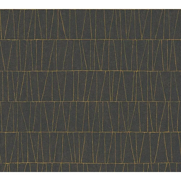 A.S. Création Jade 2 Vliestapete - Schwarz-Gold-Anthrazit, Grafisch, 10,05 x 0,53 m - Abstraktes Tapetenmuster in dunklen Tönen mit goldenen Akzenten, das eine moderne und stilvolle Wandgestaltung ermöglicht.