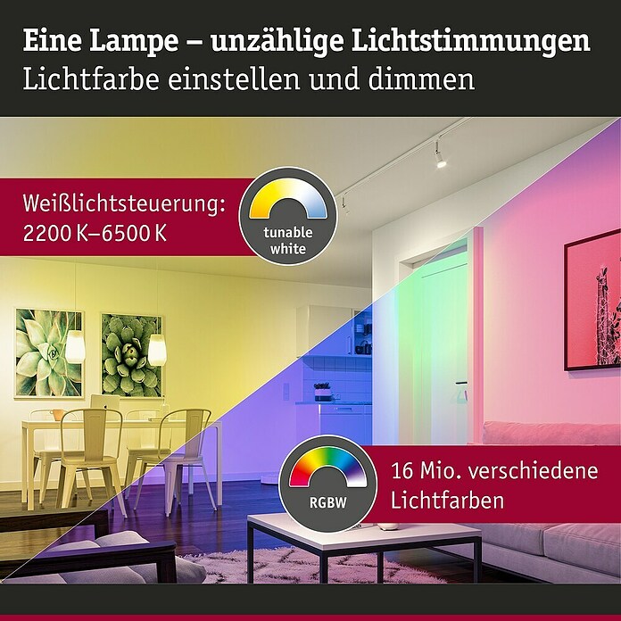 Paulmann Smart-LED-Lampe (E14, Dimmbar, RGBW, 470 lm, 5 W, Tropfen) | BAUHAUS