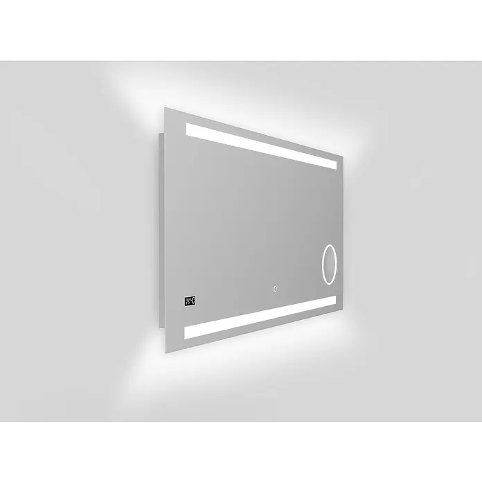 DSK Lichtspiegel Silver Rey - 120 x 60 cm, Silber, Leuchtmittel - Ein moderner LED-beleuchteter Badezimmerspiegel mit Digitalanzeige und Touch-Schalter, der ein elegantes Ambiente im Badezimmer schafft.