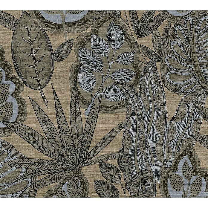 AS Creation Famous Garden Vliestapete Blatt (Grau-Beige-Braun, Floral, 10,05 x 0,53 m) | BAUHAUS