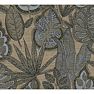 AS Creation Famous Garden Vliestapete Blatt (Grau-Beige-Braun, Floral, 10,05 x 0,53 m)