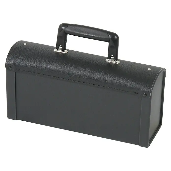 Hepco & Becker Werkzeugtasche Favorit 7220 - Innenmaß: B x T x H: 355 x 115 x 175 mm, Leder - Schwarzer Werkzeugkasten aus Leder mit Griff und Metalleinfassungen, ideal zur Aufbewahrung von Werkzeugen.