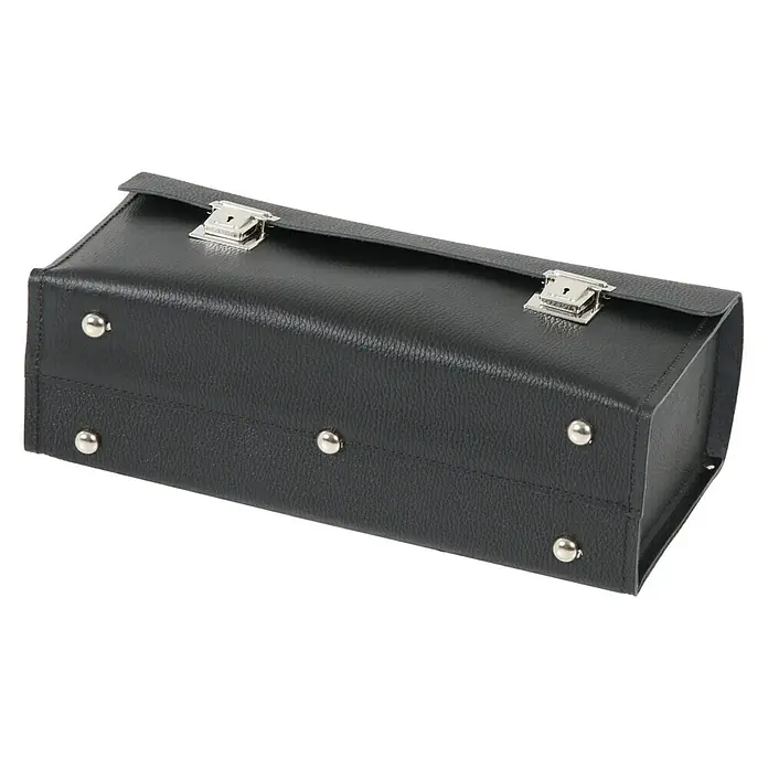 Hepco & Becker Werkzeugtasche Favorit 7190 - Innenmaß: B x T x H: 340 x 110 x 170 mm, Leder - Schwarzer Lederkoffer mit Schnappverschlüssen und runden Metallfüßen. Ideal für unterwegs oder zur Aufbewahrung von Wertgegenständen.