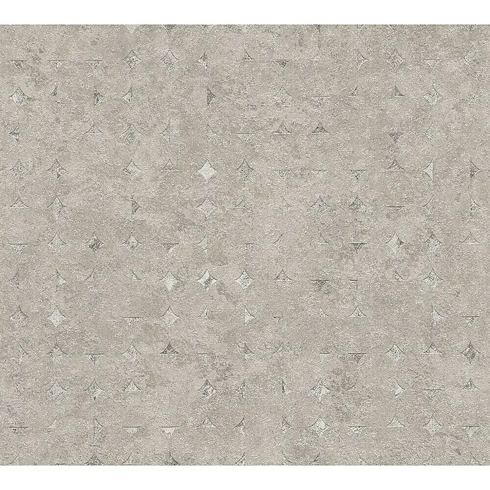 A.S. Création Stories of Life Vliestapete Used-Look - Beige-Braun, Betonoptik, 10,05 x 0,53 m - Nahaufnahme einer beigen Wandfliese mit geometrischem Muster, die eine subtile Eleganz und Textur für moderne Innenräume bietet.