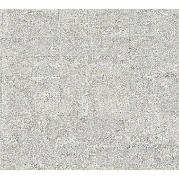 A.S. Création Stories of Life Vliestapete - Silbergrau, Grafisch, 10,05 x 0,53 m - Graue Wandfliesen mit einer rauen Textur, die eine moderne und elegante Atmosphäre schaffen. Die perfekte Wahl für stilvolle Innenräume.