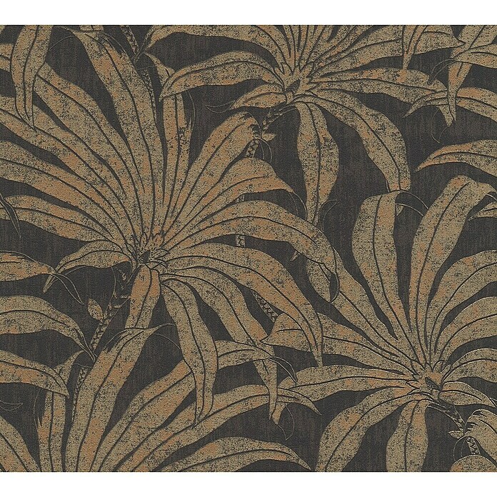 A.S. Création Jade 2 Vliestapete Pflanzen (Schwarz-Gold-Bronze, Floral, 10,05 x 0,53 m)