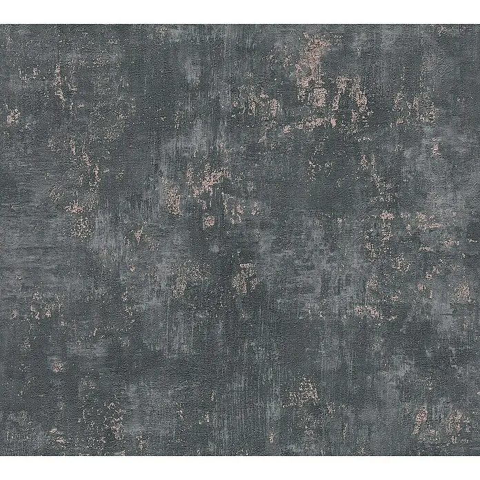 A.S. Création Stories of Life Vliestapete Patina - Schwarz-Roségold, Betonoptik, 10,05 x 0,53 m - Abgenutzte Betontextur mit einem subtilen Hauch von Rosatönen, ideal für moderne und industrielle Designs.