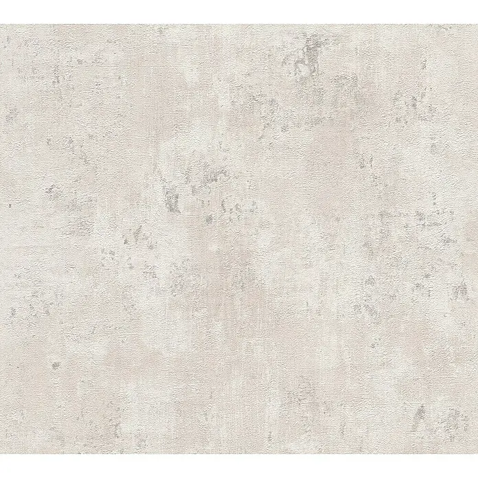 A.S. Création Stories of Life Vliestapete Patina - Weiß-Grau-Silber, Betonoptik, 10,05 x 0,53 m - Detailaufnahme einer strukturierten, hellen Wand mit subtilen Farbvariationen, ideal als vielseitiger Hintergrund oder Textur.