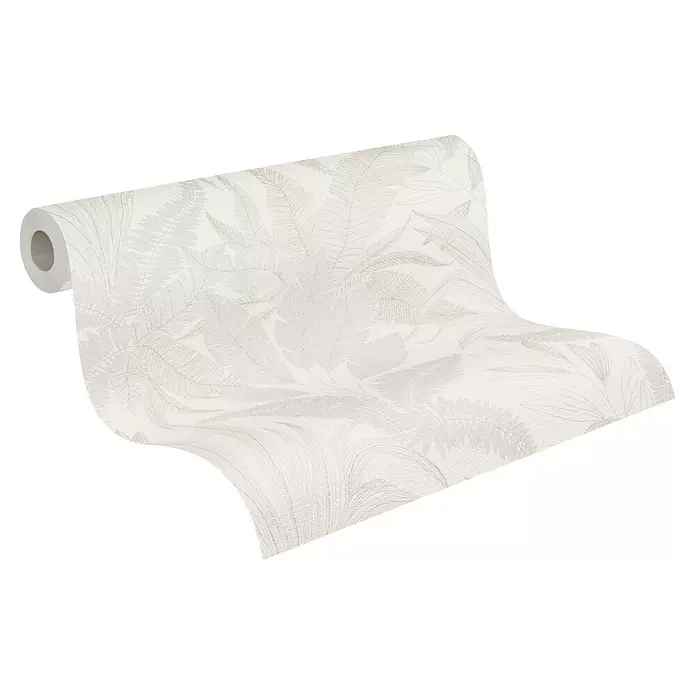 A.S. Création Stories of Life Vliestapete Dschungel - Creme-Beige, Floral, 10,05 x 0,53 m - Rolle heller Tapete mit dezentem Farnmuster.