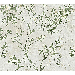 AS Creation Stories of Life Vliestapete Zweig (Beige-Grün-Gold, Floral, 10,05 x 0,53 m)