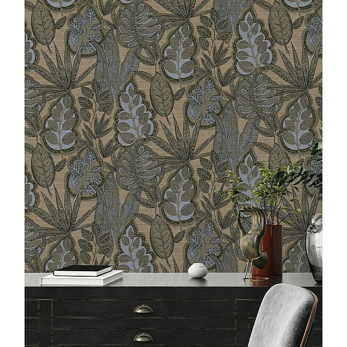 AS Creation Famous Garden Vliestapete Blatt (Grau-Beige-Braun, Floral, 10,05 x 0,53 m) | BAUHAUS