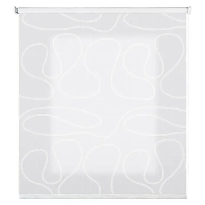 Estor enrollable Roll-up Scene - An x Al: 120 x 180 cm, Duna blanca, Unicolor - Estor enrollable blanco con diseño abstracto, ideal para interiores modernos. La luz suave se filtra a través del tejido translúcido.