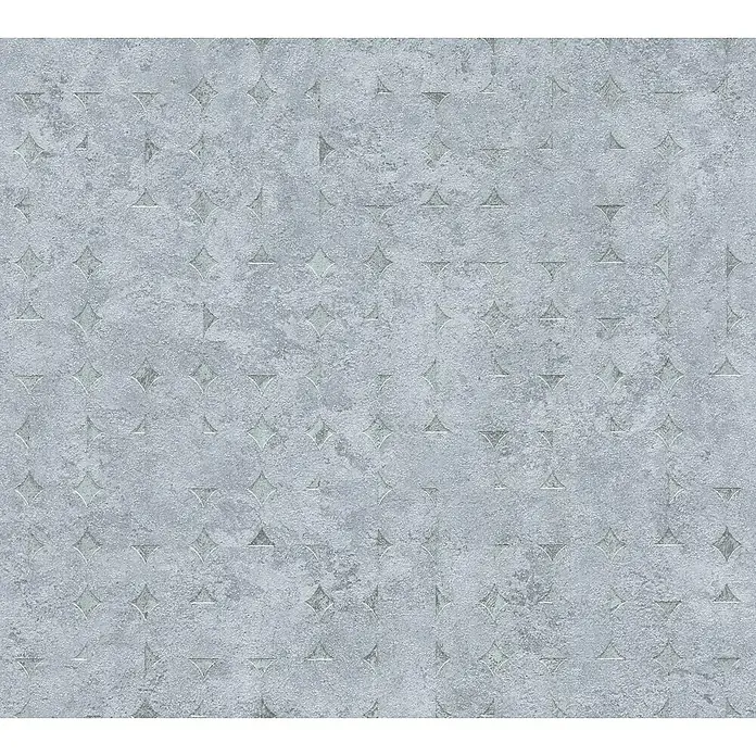 A.S. Création Stories of Life Vliestapete Used-Look - Lilagrau-Silber, Betonoptik, 10,05 x 0,53 m - Texturierter Hintergrund in subtilem Grau mit feinen geometrischen Mustern.