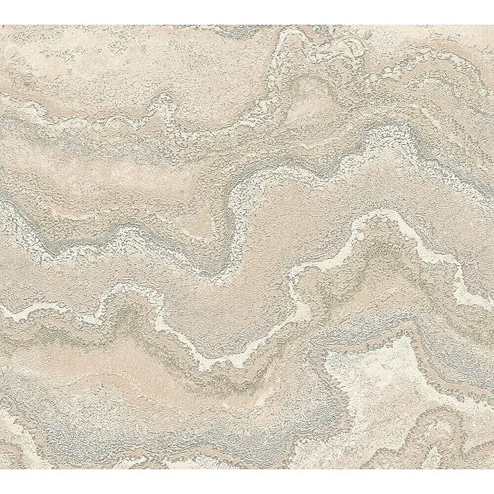 A.S. Création Stories of Life Vliestapete Marmoroptik Metallic-Effekt - Beige-Creme-Silber, Steinoptik, 10,05 x 0,53 m - Abstrakter Marmor-Hintergrund in Beige- und Grautönen, ideal für elegante Designs. Die Textur verleiht Tiefe und visuelles Interesse.