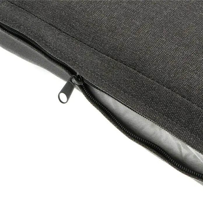 Sunfun Ersatzkissen Mirca - Passend für: Sunfun Mirca Loungesofa-Eckelement - Nahaufnahme eines grauen Outdoor-Kissens mit Reißverschluss zur einfachen Reinigung und Pflege, ideal für Gartenmöbel.