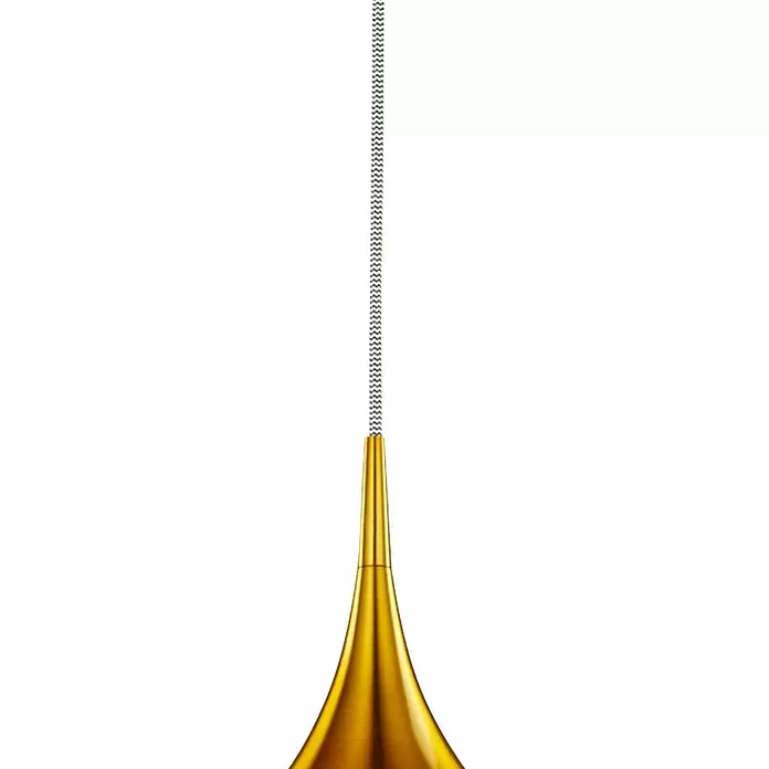 Searchlight Lámpara colgante Vibrant - 60 W, L x An x Al: 26 x 26 x 160 cm, Oro, E27, 260 mm - Lámpara colgante dorada en forma de campana, suspendida de un cable texturizado.