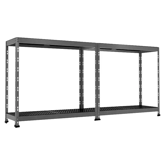 AR Shelving Metallregal Outdoor - H x B x T: 180 x 100 x 38 cm, Traglast pro Boden: 100 kg, Anzahl Böden: 4 Stk., Stecken, Silber - Graues Metallregal mit schwarzen Gitterböden für vielseitige Lagerung.