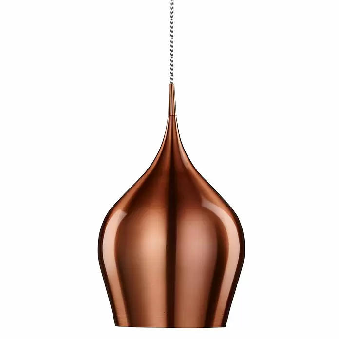 Searchlight Lámpara colgante Vibrant - 60 W, L x An x Al: 26 x 26 x 160 cm, Cobre, E27, 260 mm - Lámpara colgante de cobre elegante, en forma de lágrima, con acabado brillante y cepillado.