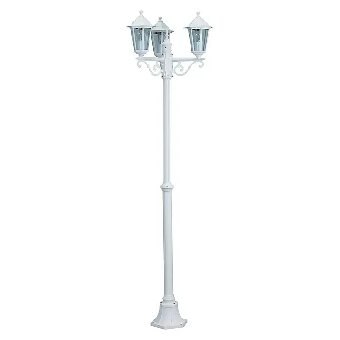 Panaled Vagg Farola - 60 W, Blanco, 60 x 60 x 217 cm, Sin bombillas - Elegante farola blanca con tres luces. La lámpara es un atractivo visual y proporciona una iluminación exterior elegante para tu espacio exterior.