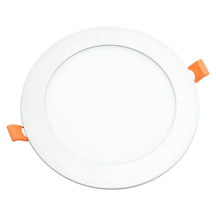 Alverlamp Downlight LED empotrable DLP - 18 W, Ø x Al: 22,1 cm x 2,5 mm, Blanco, Blanco cálido - Lámpara de techo LED redonda en blanco con clips de montaje naranjas. Ideal para interiores modernos, energéticamente eficiente y duradera.