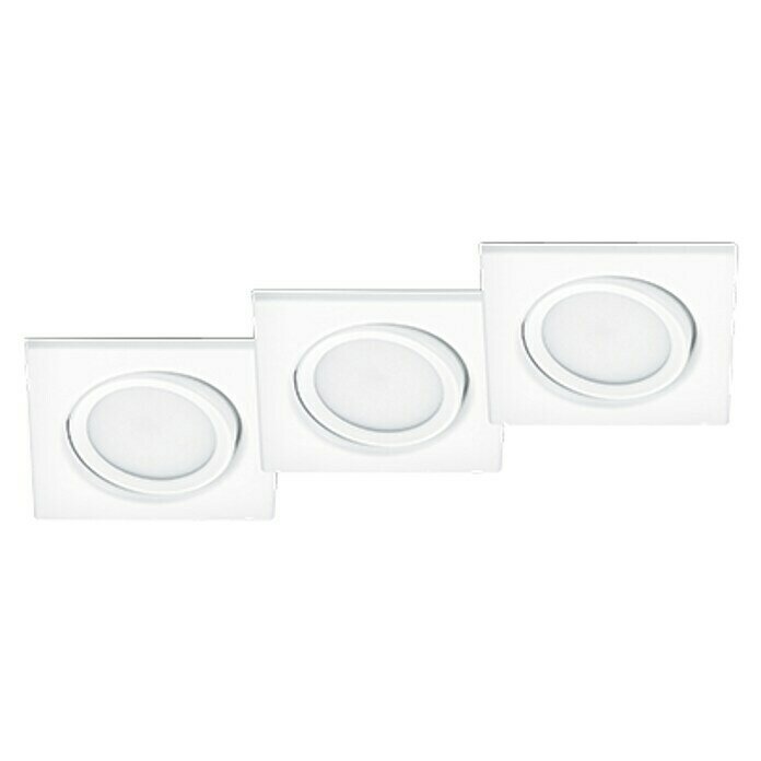 Trio Leuchten Set de focos LED empotrables Rila cuadrado (3 × 5 W, Color de luz: Blanco cálido, L x An x Al: 8 x 8 x 3,4 cm, Blanco)