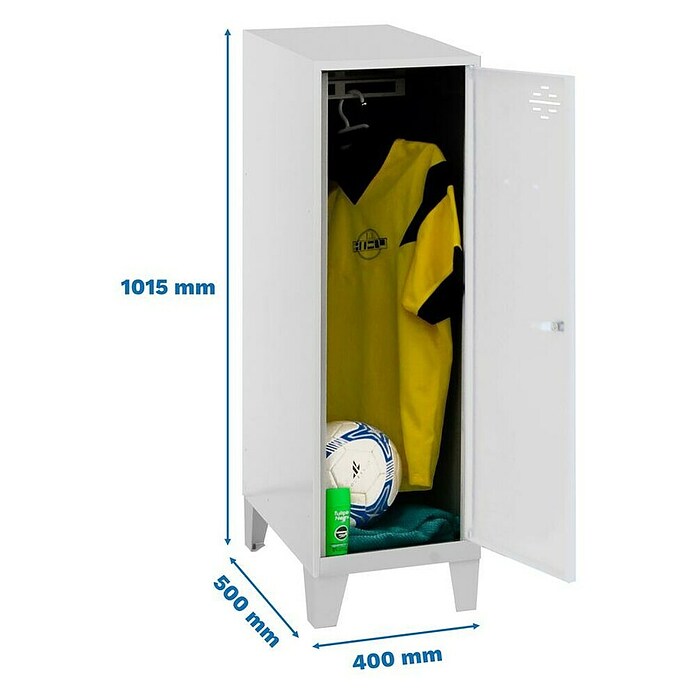 Simonrack Simonlocker Taquilla Single Mini con patas Desmontada (L x An x Al: 50 x 40 x 101,5 cm, Número de puertas: 1 ud., Gris/Blanco) | BAUHAUS