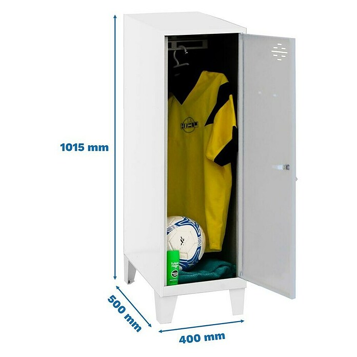 Simonrack Simonlocker Taquilla Single Mini con patas Desmontada (L x An x Al: 50 x 40 x 101,5 cm, Número de puertas: 1 ud., Blanco/Gris) | BAUHAUS