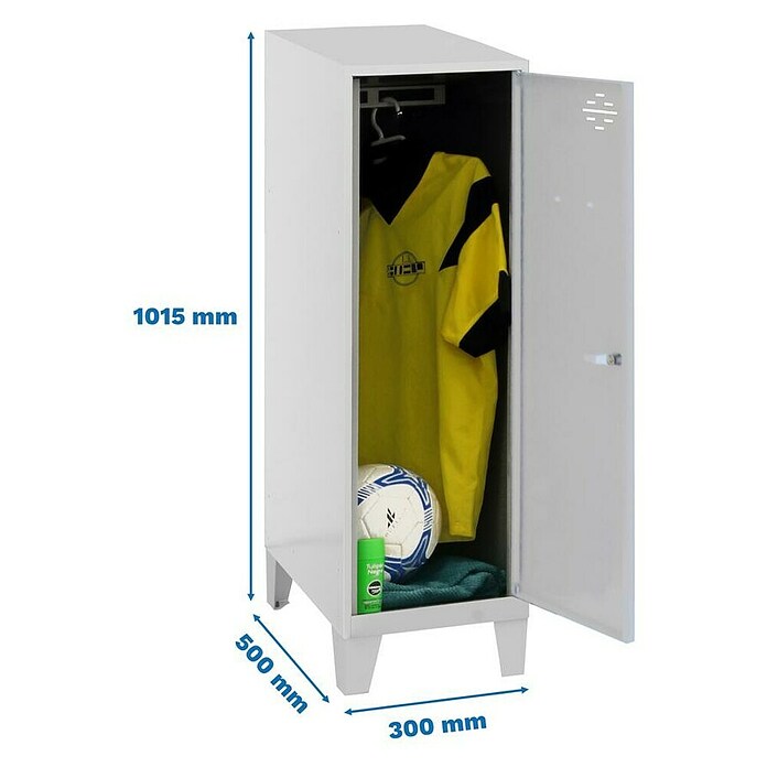 Simonrack Simonlocker Taquilla Single Mini con patas Desmontada (L x An x Al: 50 x 30 x 101,5 cm, Número de puertas: 1 ud., Gris/Gris) | BAUHAUS