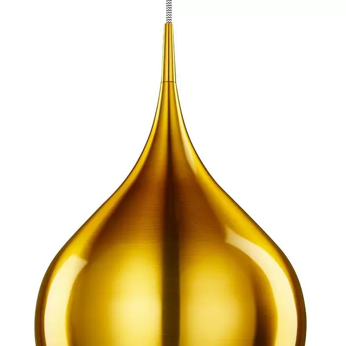 Searchlight Lámpara colgante Vibrant - 60 W, L x An x Al: 26 x 26 x 160 cm, Oro, E27, 260 mm - Elegante lámpara colgante dorada con forma de gota y cable trenzado.