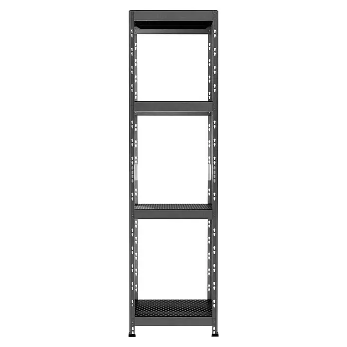 AR Shelving Metallregal Outdoor - H x B x T: 180 x 50 x 38 cm, Traglast pro Boden: 100 kg, Anzahl Böden: 4 Stk., Stecken, Silber - Graues Metallregal mit vier Ablageflächen, zwei perforiert, zur Lagerung.