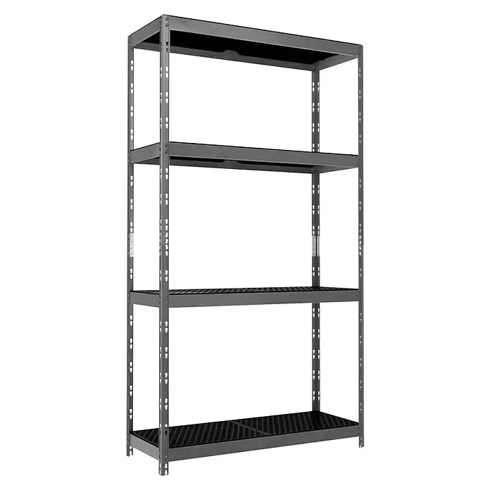 AR Shelving Metallregal Outdoor - H x B x T: 180 x 100 x 38 cm, Traglast pro Boden: 100 kg, Anzahl Böden: 4 Stk., Stecken, Silber - Graues Metallregal mit fünf Ablagen, teils massiv, teils gerastert, zur Aufbewahrung.