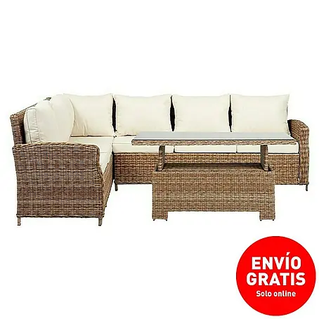 Set de muebles de jardín Sofá esquinero + mesa Gotland