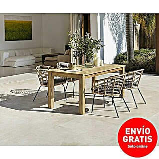 Set de muebles de jardín Noemi + Tally (5 pzs., Teca, Marrón natural)