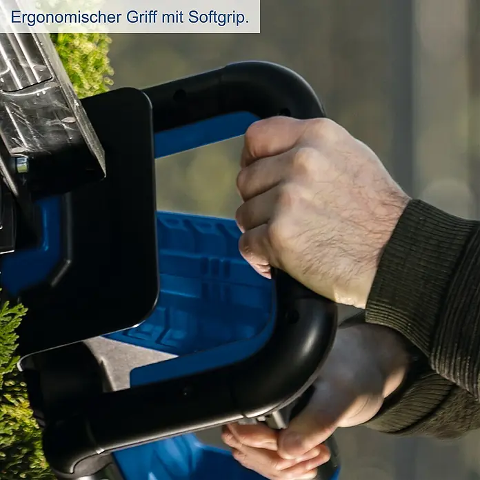 Scheppach IXES 20V Akku-Heckenschere BC-HT720-X - 40 V, Ohne Akku, Schnittlänge: 650 mm - Ergonomischer Griff mit Softgrip für komfortables und sicheres Arbeiten mit der Heckenschere.